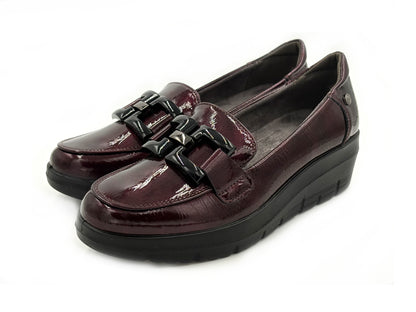 Mysoft 26M585 Mocasin Cuña 4 Charol Burdeos Mujer