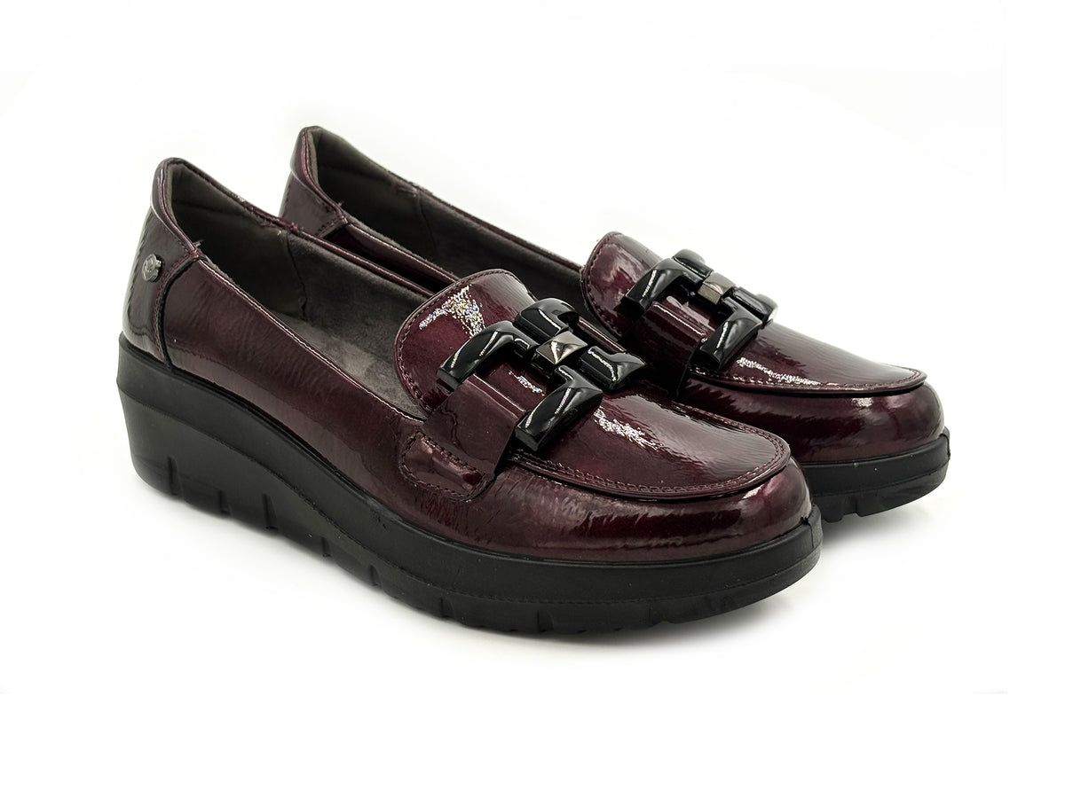 Mysoft 26M585 Mocasin Cuña 4 Charol Burdeos Mujer