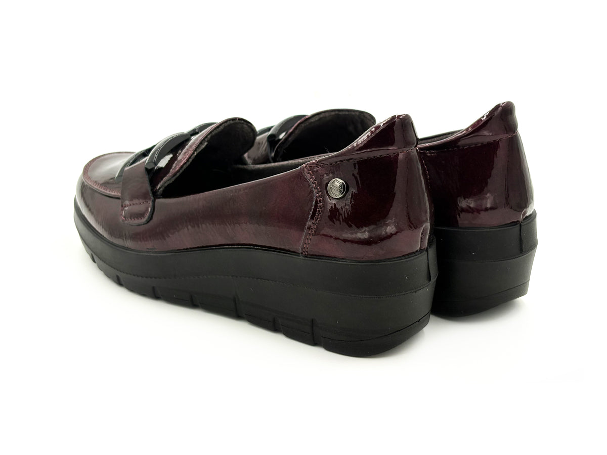 Mysoft 26M585 Mocasin Cuña 4 Charol Burdeos Mujer