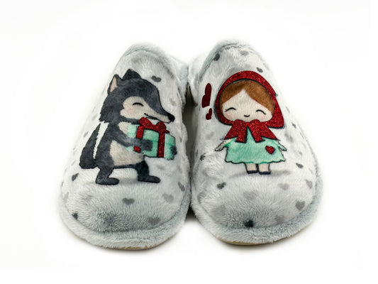 Garzón P456.275 Zapatilla de Casa chancla Lobo Caperucita Plata Mujer