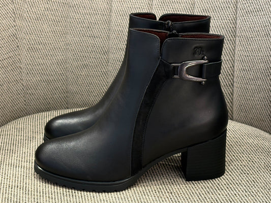 Treintas 4624 Botin Piel Negro tacón 5 Cremallera Mujer