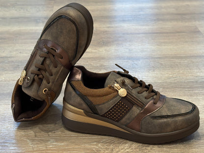 Memory 26M578 Zapato deportivo cuña cordones café mujer