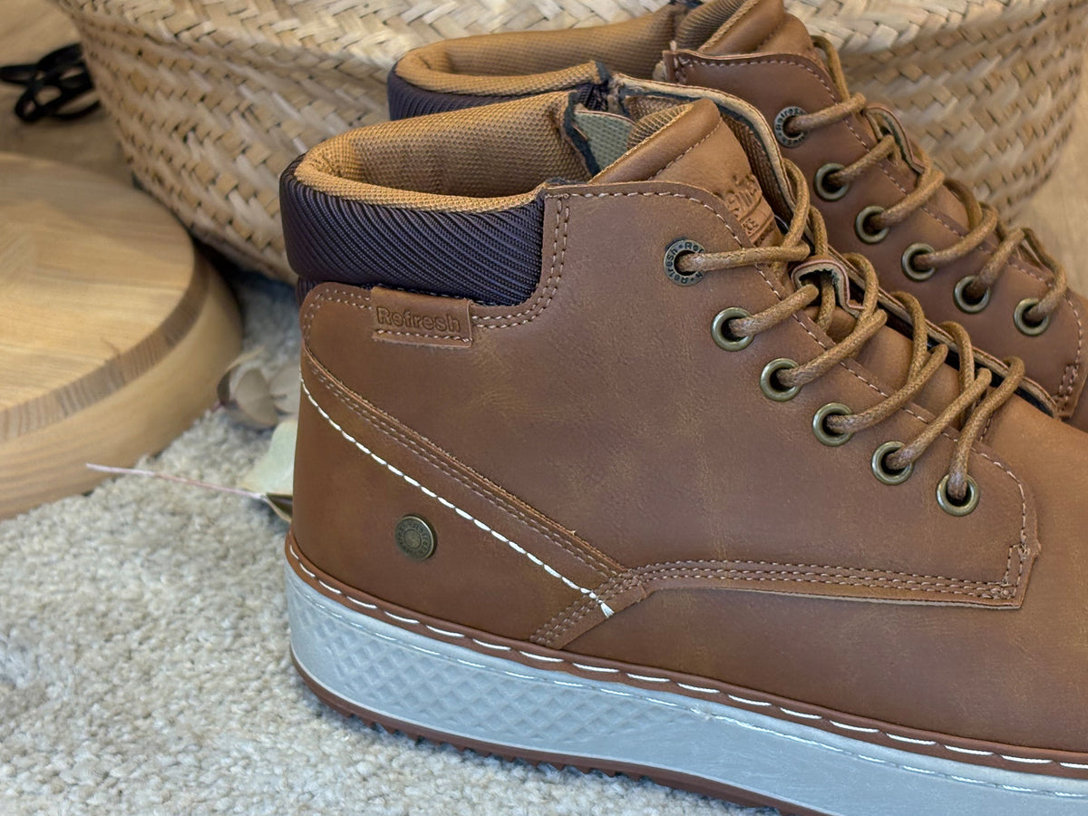 Refresh 176704 Bota Cordon Cremallera Camel Hombre