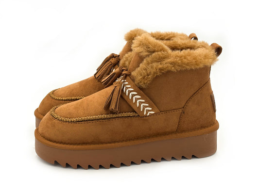 Refresh 176019 Botin antelina Camel forrado interior Mujer