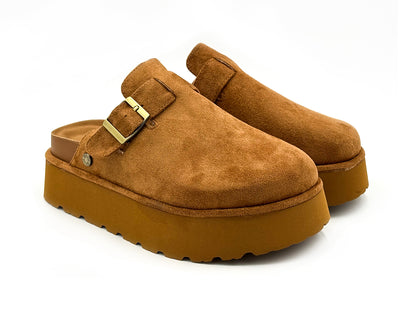 Refresh 176021 Zueco Plataforma Antelina Camel Mujer