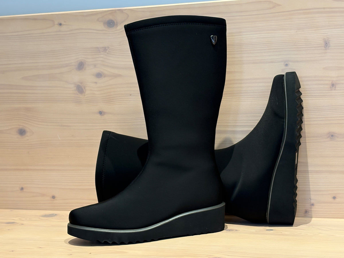 Treintas W4641 Bota licra Negra Cremallera Cuña 5 Mujer