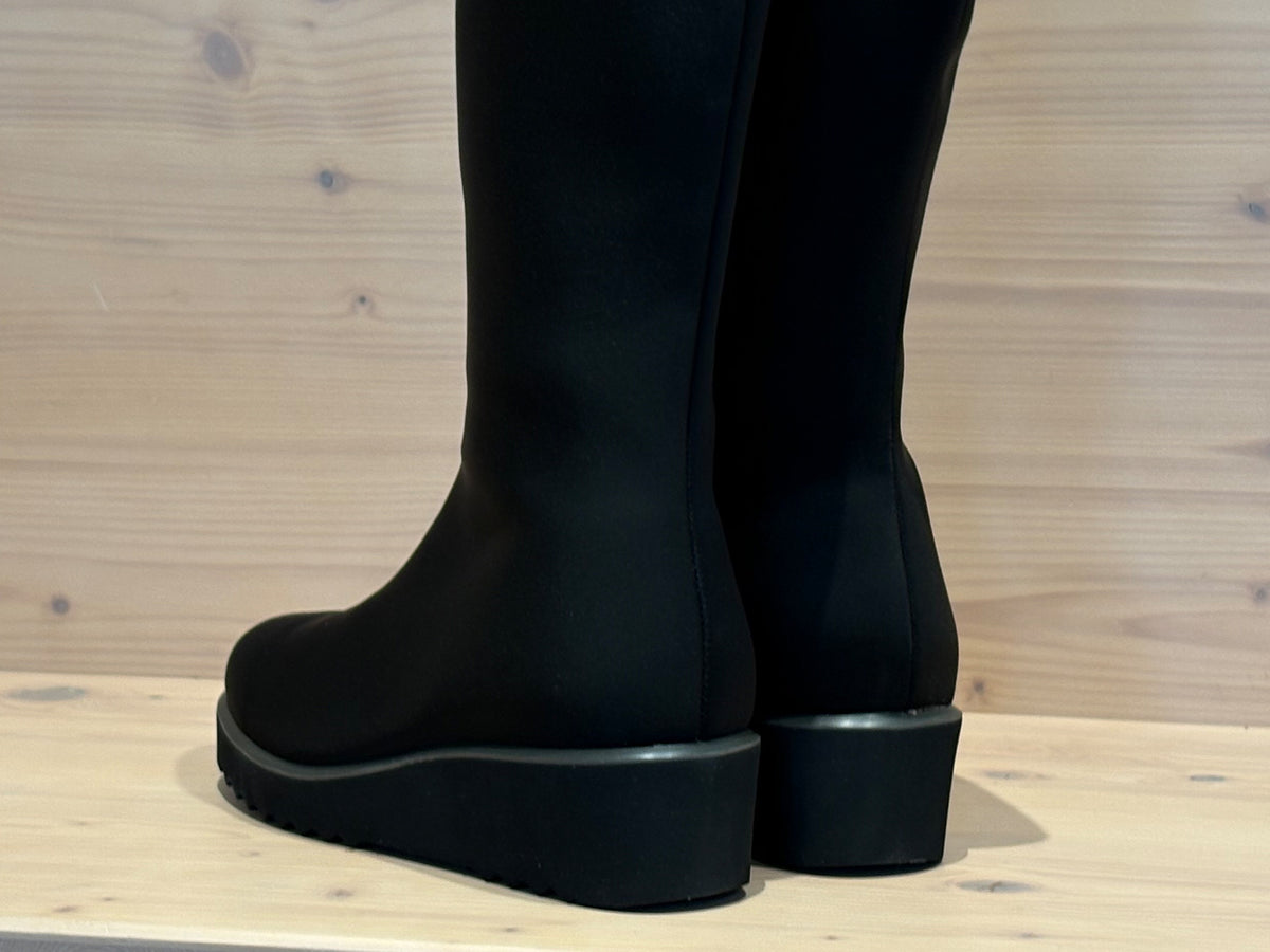 Treintas W4641 Bota licra Negra Cremallera Cuña 5 Mujer