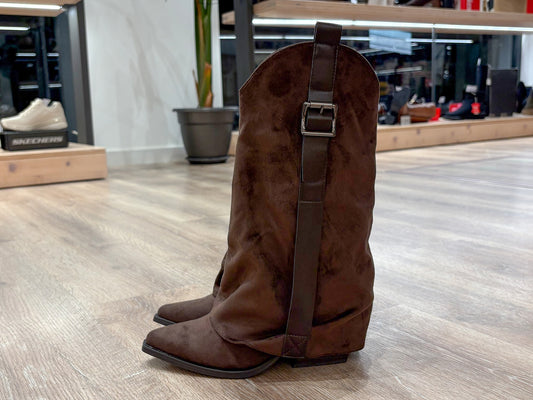 Étika 110574 Bota Campera Arrugada cremallera Cafe Antelina Mujer