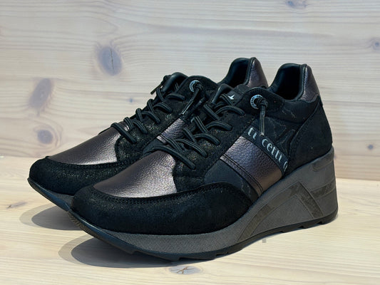 Cetti C-1426 SRA Bunny Metal Negro Sneaker Cuña Piel Negro Mujer