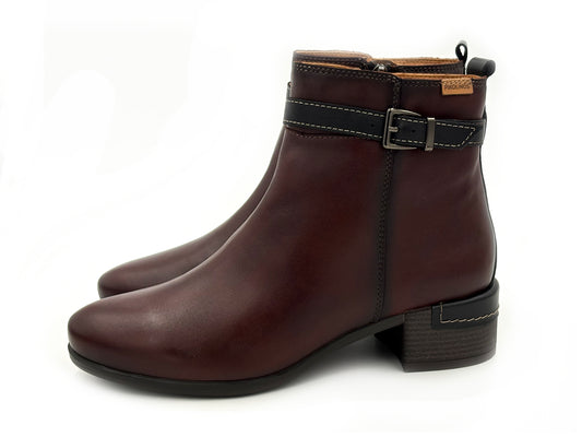 Botin Piel Malaga Pikolinos W6W-8622C1 Caoba tacón 4 Mujer