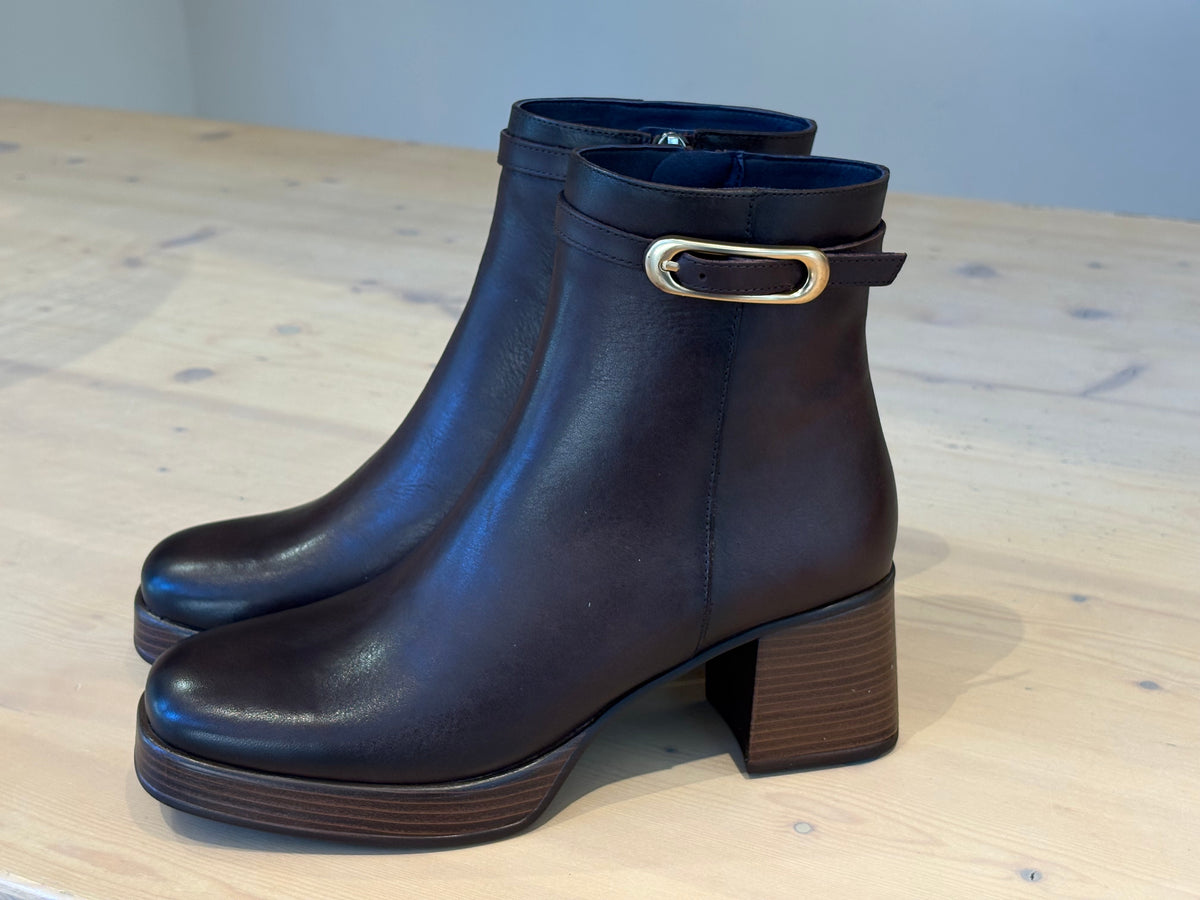 Botin tacón 7 Piel Cafe Dorking by Fluchos D9733-SK Mujer
