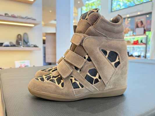 Botín Cuña 6 Velcros Piel serraje kaki Éxe YG993-01RB Mujer