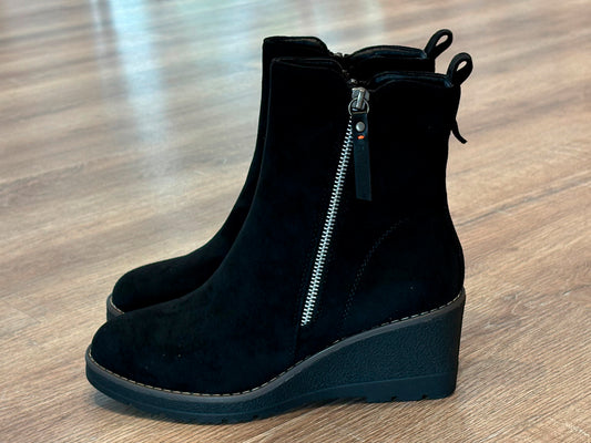 Botin Cuña Antelina Negro Refresh 171009 Mujer