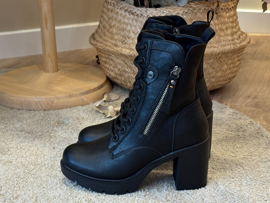 Botin negro cordon/cremallera tacón alto Refresh 176073 Mujer